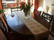 DINING ROOM TABLE,  CHAIRS & MATCHING CABINET