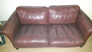3 SEATER SOFT LEATHER BURGUNDY COUCH CARLOW EXCELLENT CONDITION