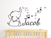 Baby Elephant Bubbles Personalised Wall Sticker